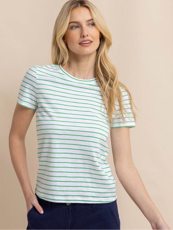Southern Tide Tops - Southern Tide Lawn Green Sun Farer Stripe Crewneck S